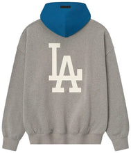 Load image into Gallery viewer, Fear of God Essentials Dodgers Sport Hoodie 'Concrete Heather/Blue Sapphire'