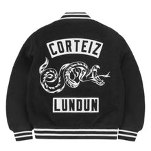 Load image into Gallery viewer, Corteiz Snake Wool Varsity Jacket Black