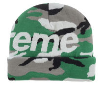 Load image into Gallery viewer, Supreme Camo Big Logo Beanie Green Camo