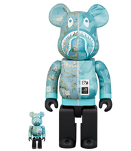 Afbeelding in Gallery-weergave laden, Bearbrick BAPE(R) x Van Gogh Museum Almond Blossom SHARK 100% & 400% Set