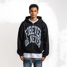 Afbeelding in Gallery-weergave laden, Rheborn Blurry Forever Or Never Zip Up Hoodie Black