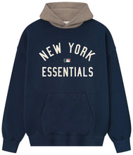 Load image into Gallery viewer, Fear of God Essentials Yankees Sport Hoodie 'Midnight Navy/Homstead Heather'
