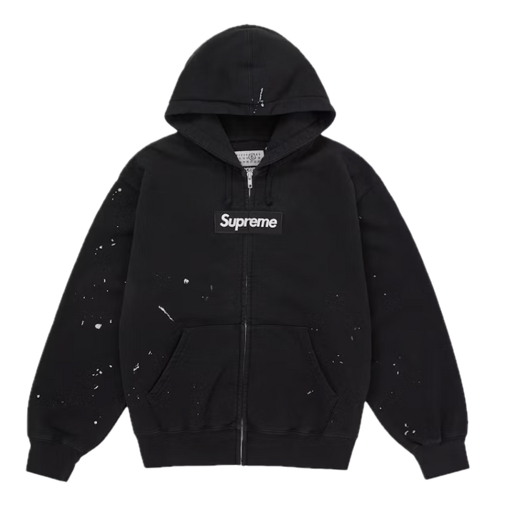 Supreme MM6 Maison Margiela Box Logo Zip Up Hooded Sweatshirt Black