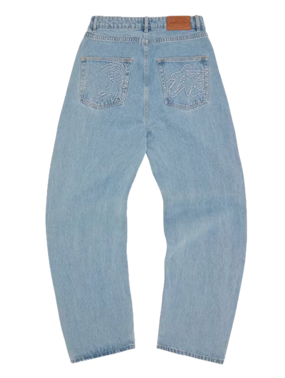 Corteiz Allstarz Denim Baggy Jeans Washed Blue
