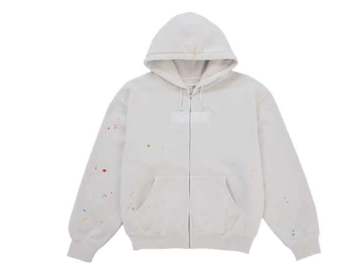Supreme MM6 Maison Margiela Box Logo Zip Up Hooded Sweatshirt White