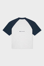 Load image into Gallery viewer, CELESTE RAGLAN BOXY TEE MELANGE GREY &amp; NAVY
