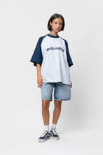 Load image into Gallery viewer, CELESTE RAGLAN BOXY TEE MELANGE GREY &amp; NAVY
