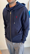 Load image into Gallery viewer, Ami paris Hoodie Zippe Ami De Coeur Rouge Bleu en Coton
