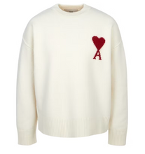 Afbeelding in Gallery-weergave laden, Ami Paris White Wool Ami De Coeur Crewneck Sweater Offwhite/Red
