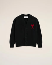 Load image into Gallery viewer, Ami Paris Black Wool Cardigan With Contrasted Ami De Coeur
