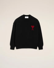 Load image into Gallery viewer, Ami Paris Black Wool Crewneck Sweater With Contrasted Ami De Coeur
