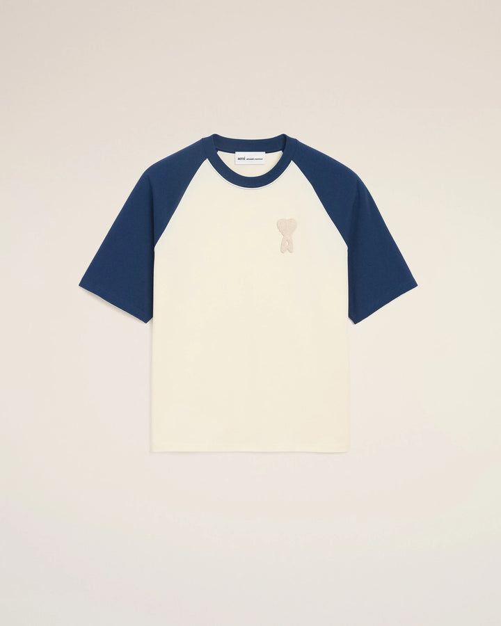 Ami Paris Patch Logo Contrast T-Shirt Navy Cream