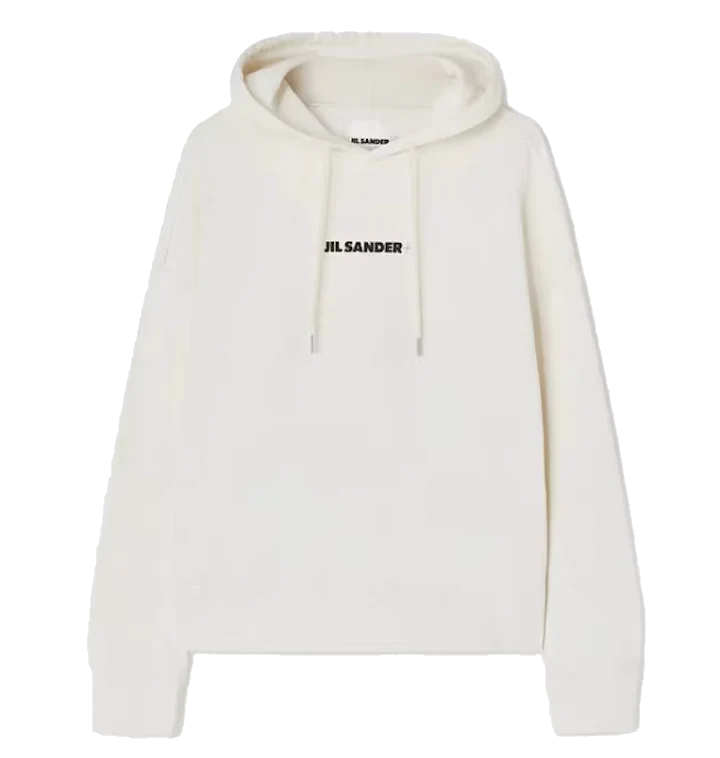 Jil Sander Printed Logo Hoodie Cream