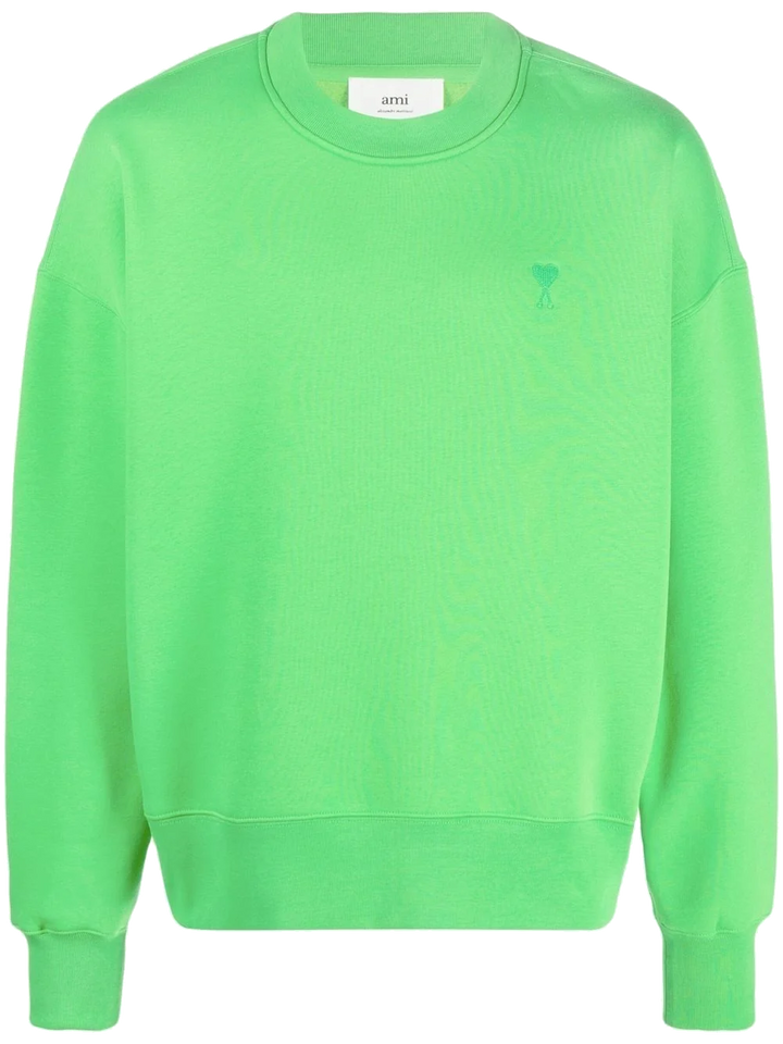 Ami paris Ami De Coeur Tonal Crewneck Green Embroided Logo