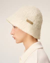 Ami Paris Ivory White Mohair Bucket Hat