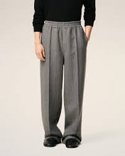 Load image into Gallery viewer, Ami Paris Grey Wool Herringebone Elasticed Trousers
