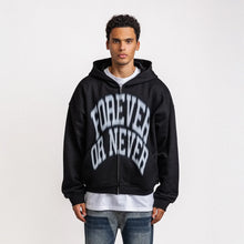 Load image into Gallery viewer, Rheborn Blurry Forever Or Never Zip Up Hoodie Black
