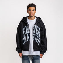 Load image into Gallery viewer, Rheborn Blurry Forever Or Never Zip Up Hoodie Black
