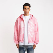Load image into Gallery viewer, Rheborn Blurry Forever Or Never Zip Up Hoodie Pink
